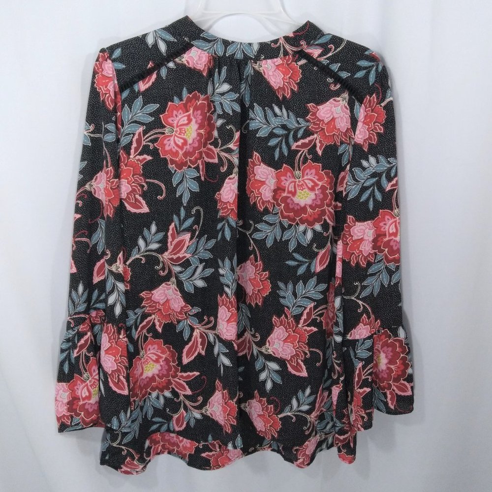 Loft High Neck Long Sleeve Floral Blouse Top